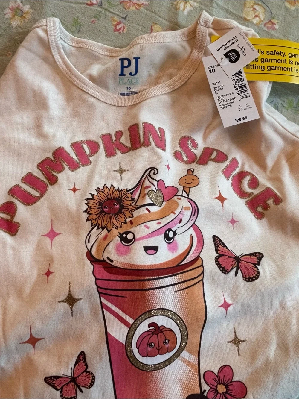 Pumpkin Spice Graphic Tee - Pink & Cream